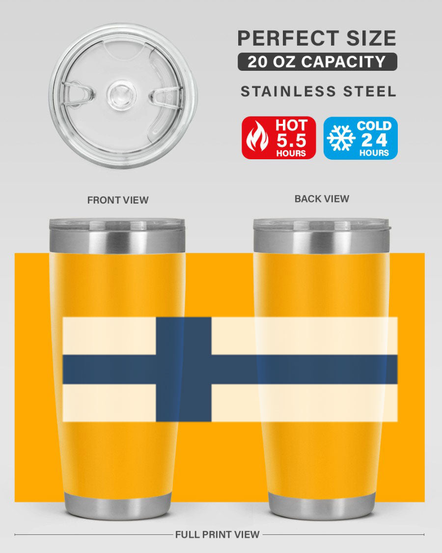 Finland 138# Tumbler showcasing double wall vacuum stainless steel design with a drink-thru lid, perfect for hot and cold beverages.