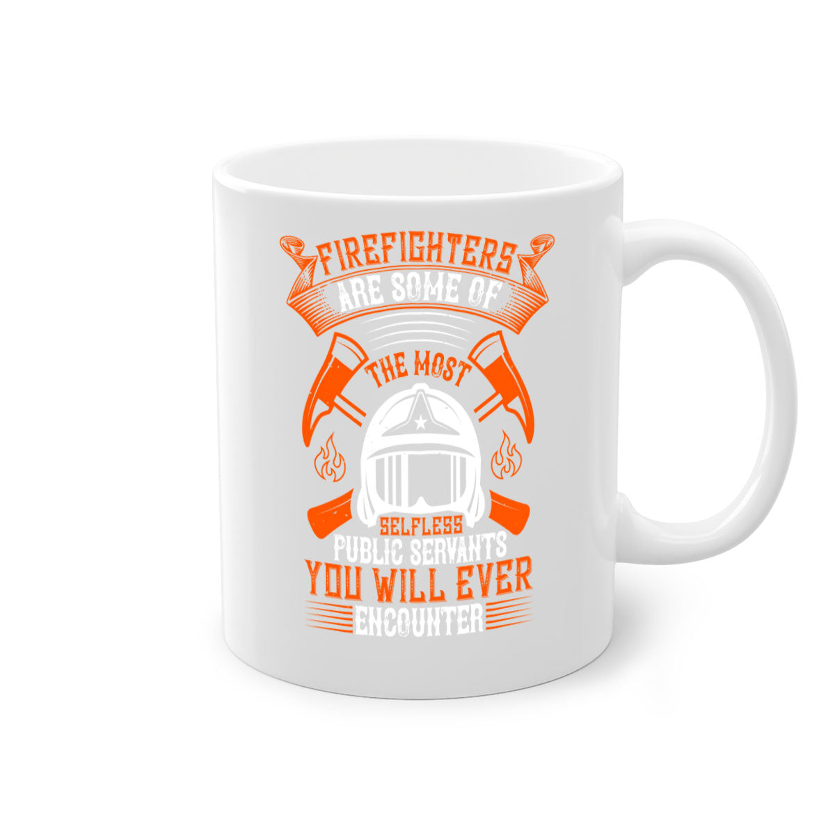 Two-tone ceramic mug featuring a firefighter tribute design, available in multiple colors with a glossy finish.