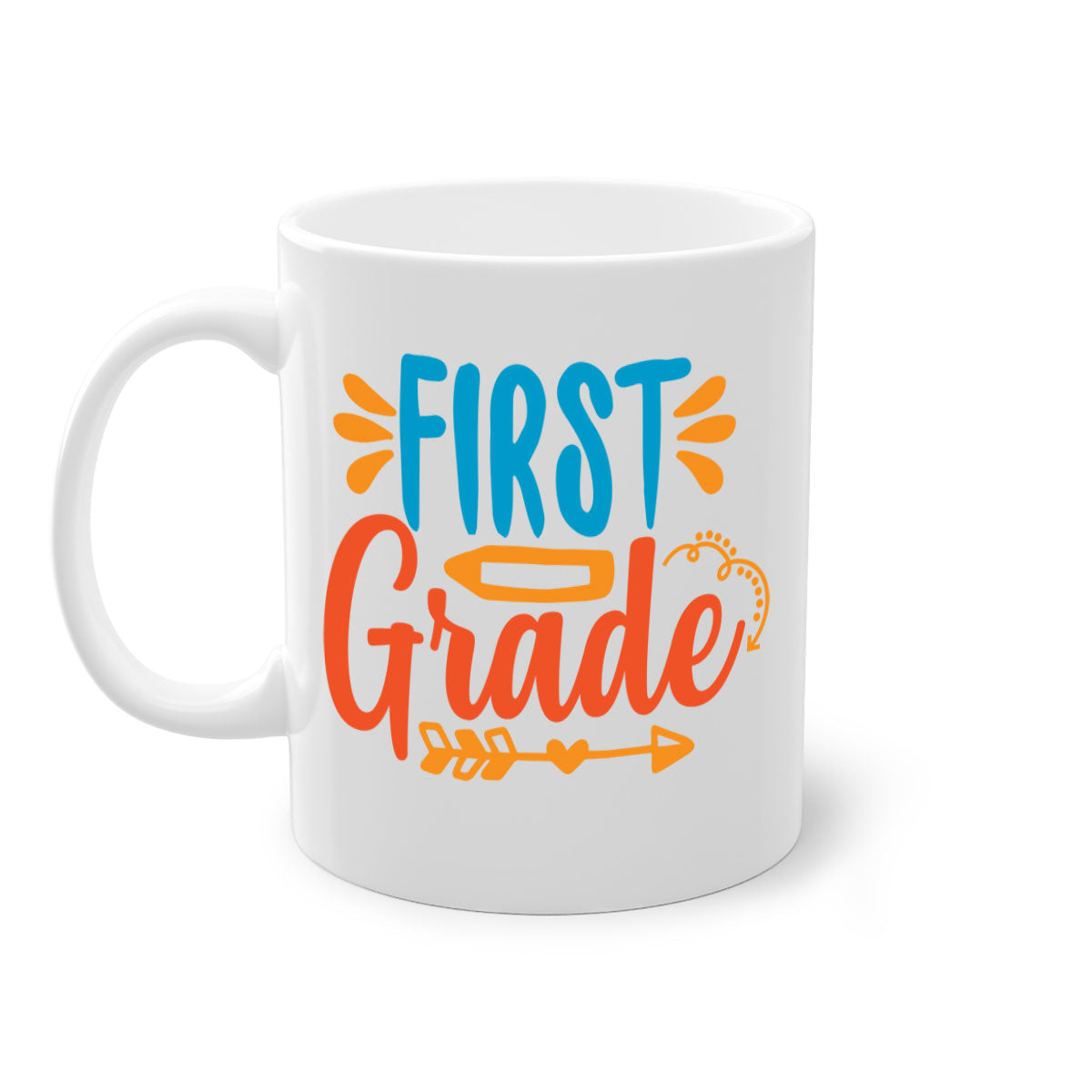 A stylish First Grade 19# Mug featuring a glossy finish, colored handle, and interior, available in multiple colors and sizes.