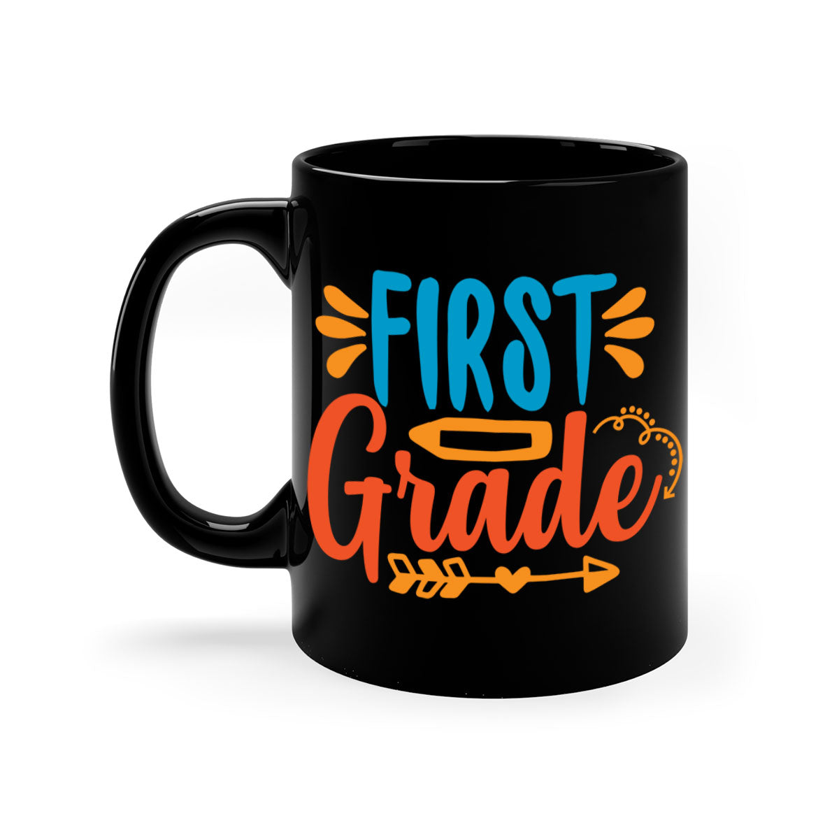 A stylish First Grade 19# Mug featuring a glossy finish, colored handle, and interior, available in multiple colors and sizes.