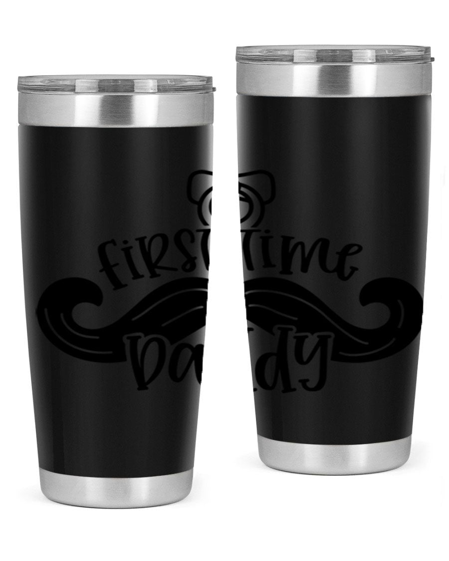 First Time Daddy 51# Tumbler, 20oz double wall vacuum stainless steel with copper lining, featuring a drink-thru lid.