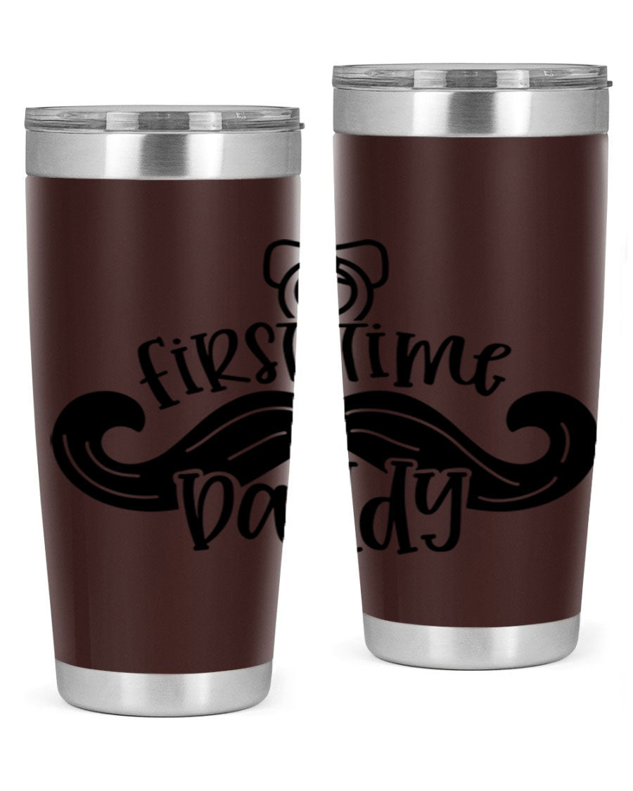 First Time Daddy 51# Tumbler, 20oz double wall vacuum stainless steel with copper lining, featuring a drink-thru lid.