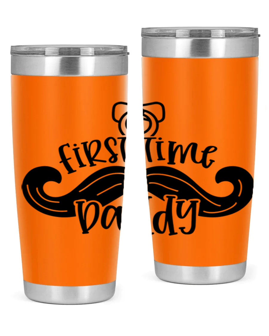 First Time Daddy 51# Tumbler, 20oz double wall vacuum stainless steel with copper lining, featuring a drink-thru lid.