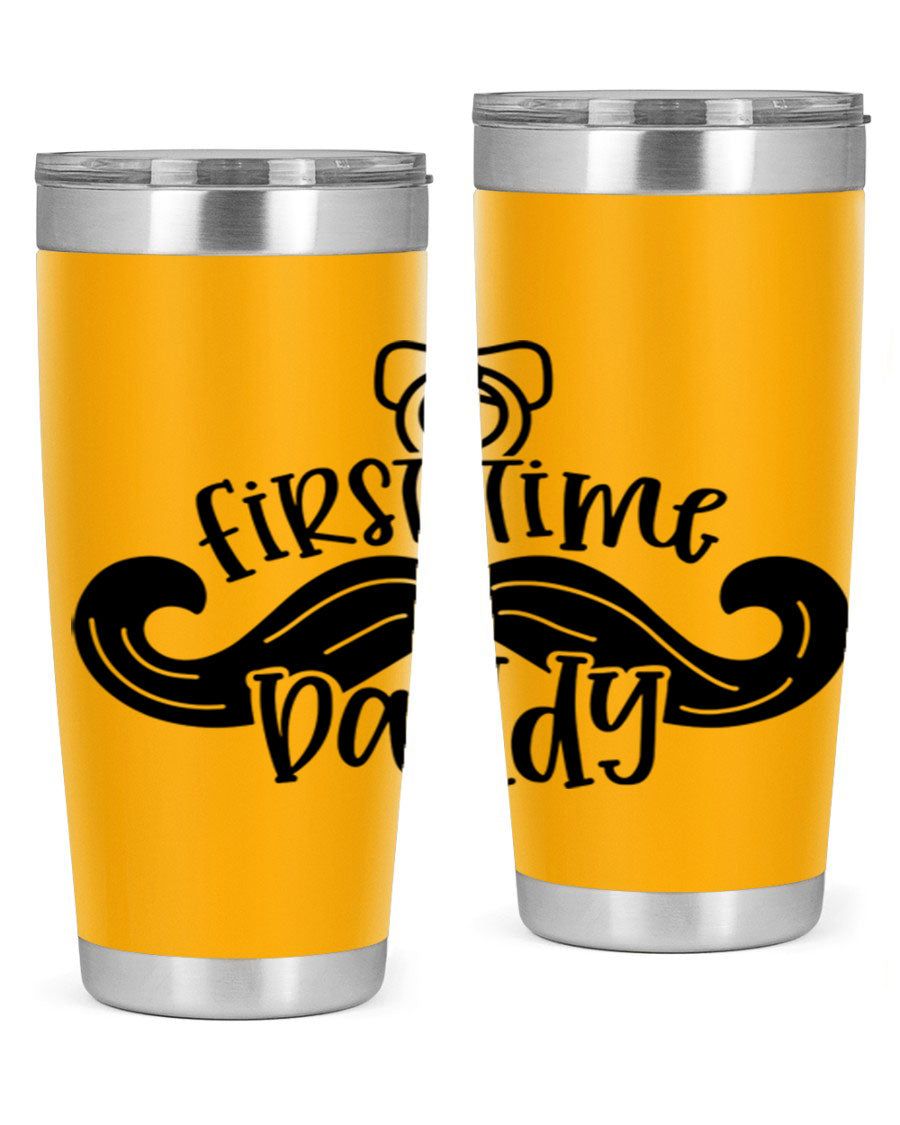 First Time Daddy 51# Tumbler, 20oz double wall vacuum stainless steel with copper lining, featuring a drink-thru lid.