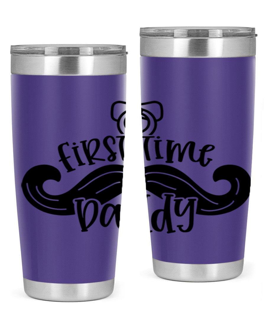 First Time Daddy 51# Tumbler, 20oz double wall vacuum stainless steel with copper lining, featuring a drink-thru lid.