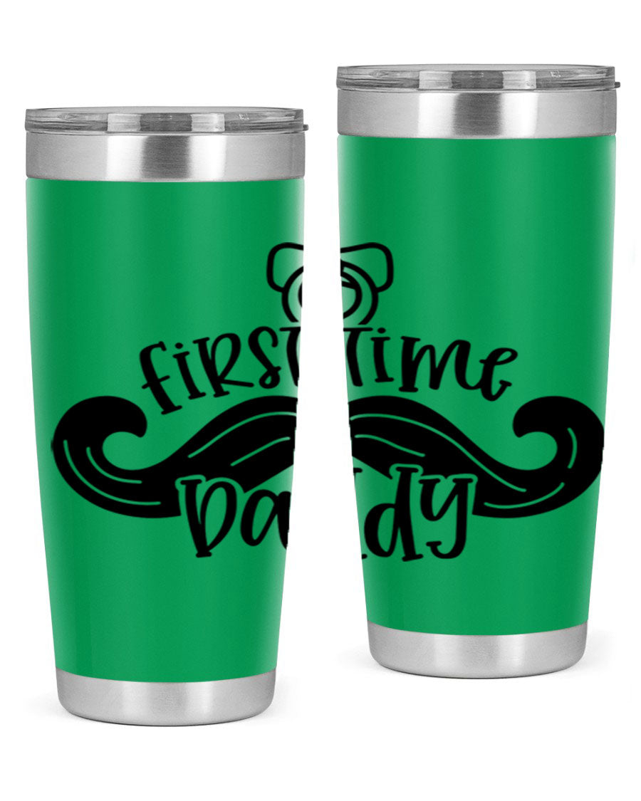 First Time Daddy 51# Tumbler, 20oz double wall vacuum stainless steel with copper lining, featuring a drink-thru lid.
