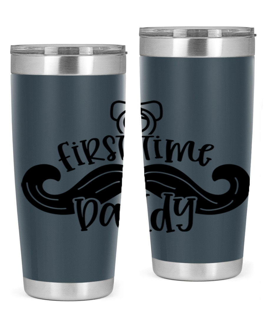 First Time Daddy 51# Tumbler, 20oz double wall vacuum stainless steel with copper lining, featuring a drink-thru lid.