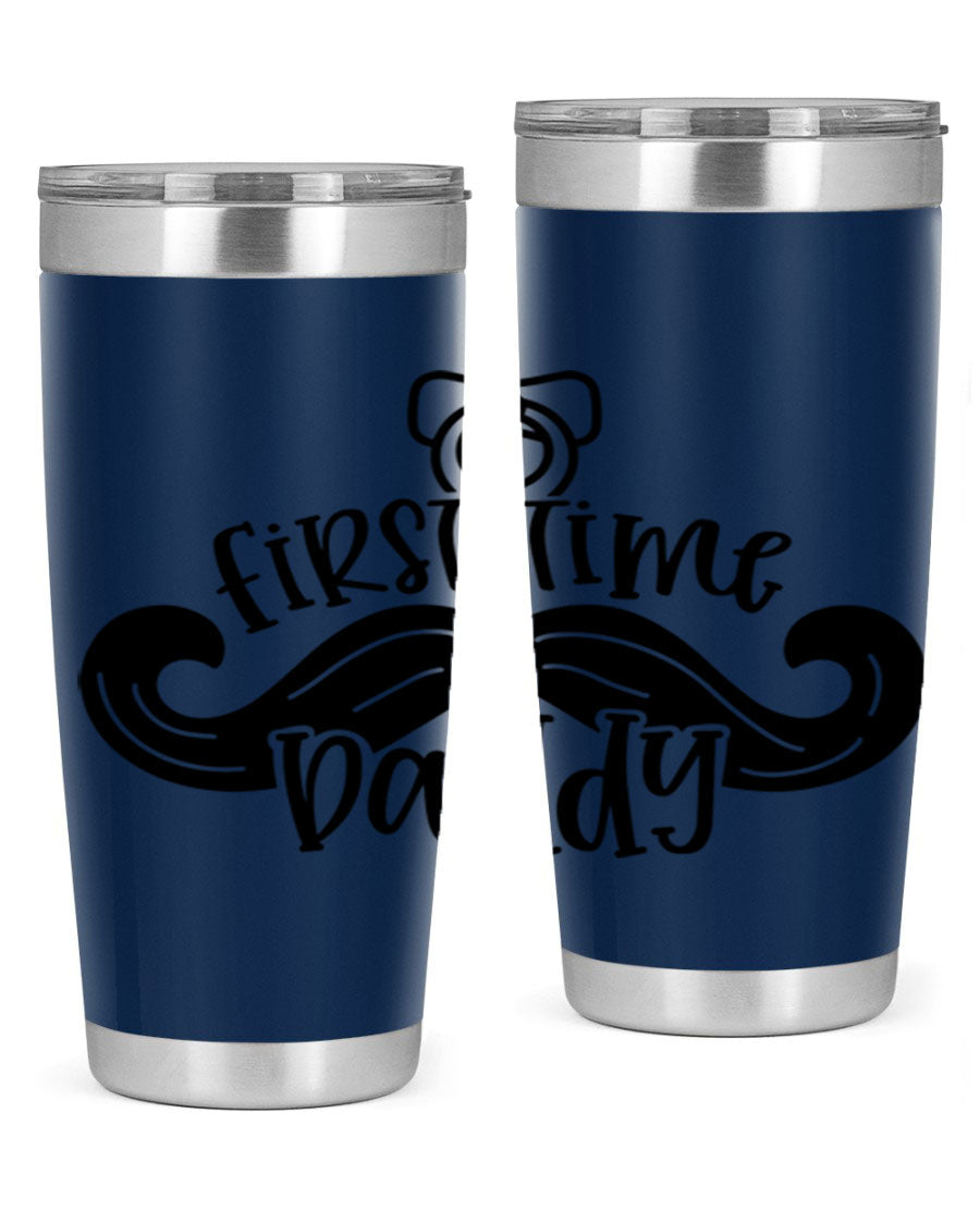 First Time Daddy 51# Tumbler, 20oz double wall vacuum stainless steel with copper lining, featuring a drink-thru lid.