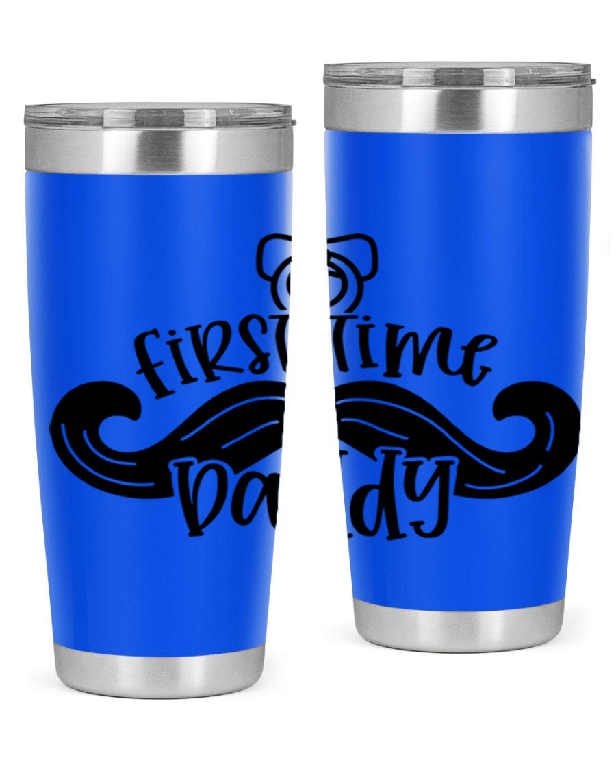 First Time Daddy 51# Tumbler, 20oz double wall vacuum stainless steel with copper lining, featuring a drink-thru lid.