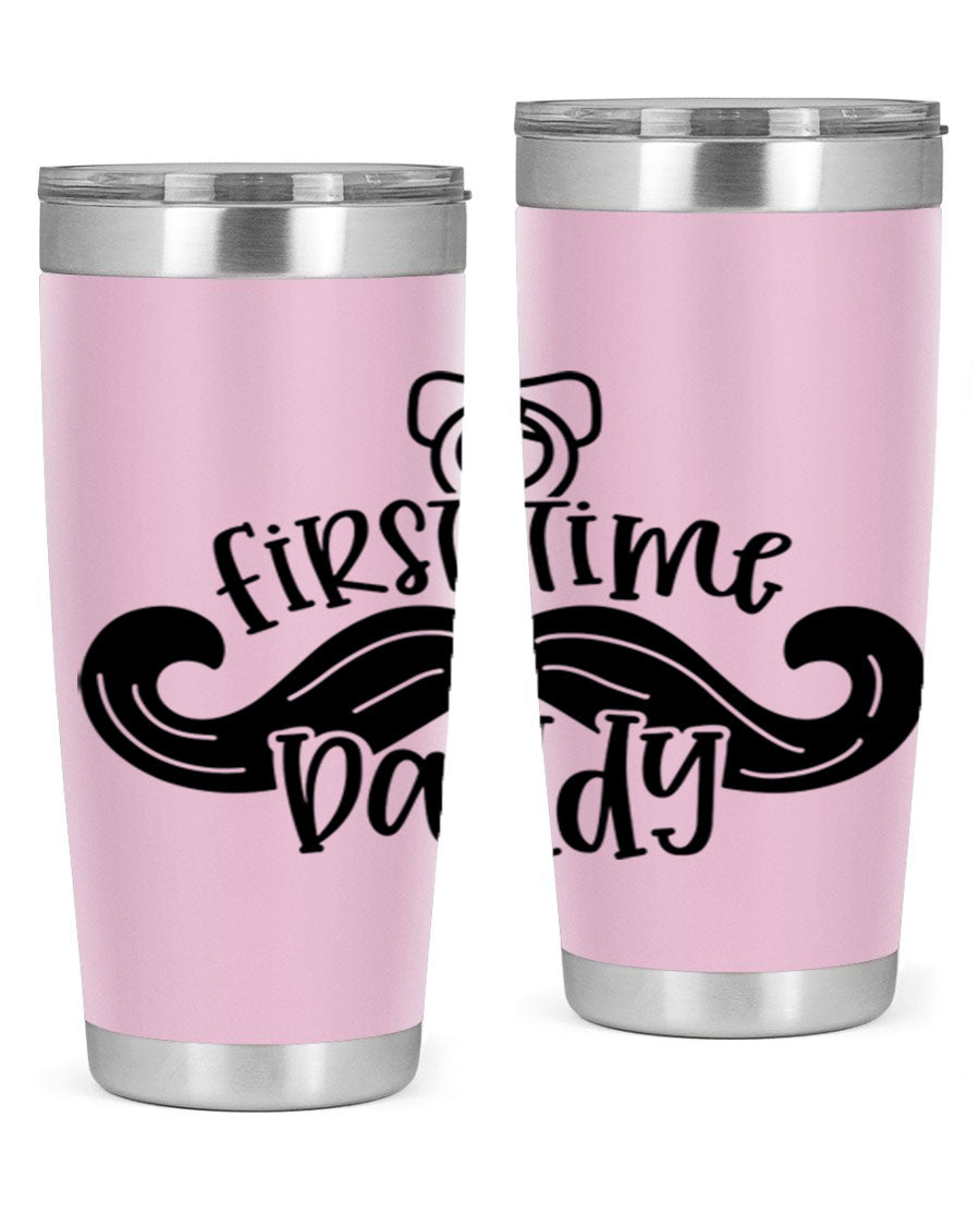 First Time Daddy 51# Tumbler, 20oz double wall vacuum stainless steel with copper lining, featuring a drink-thru lid.
