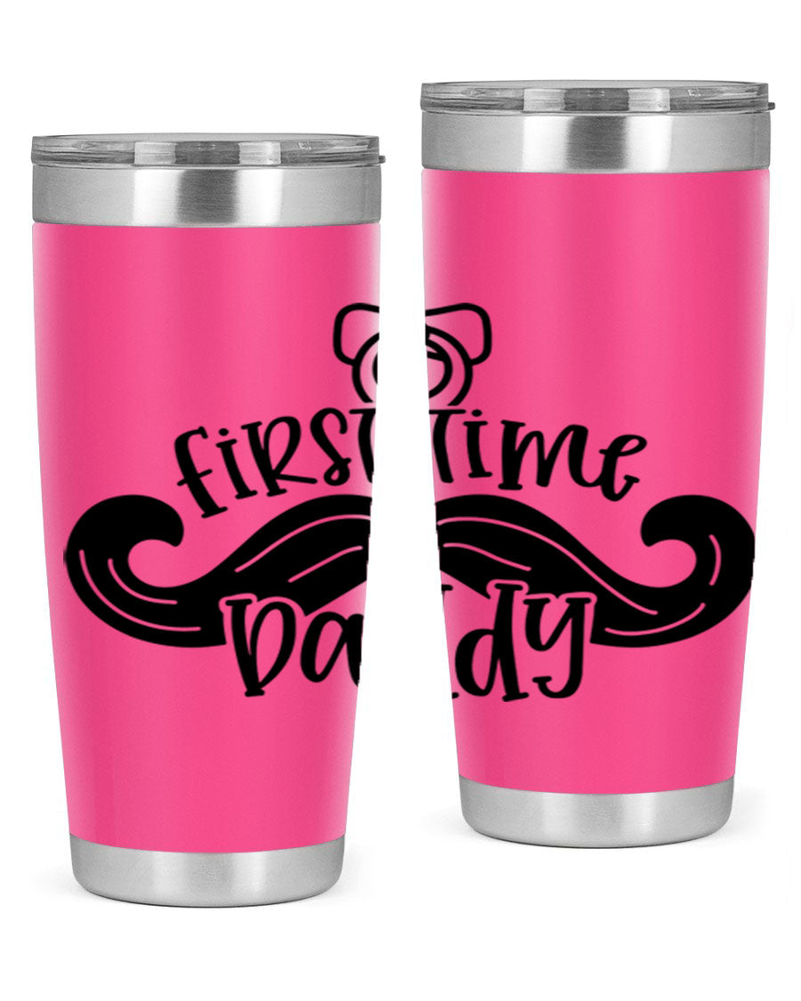 First Time Daddy 51# Tumbler, 20oz double wall vacuum stainless steel with copper lining, featuring a drink-thru lid.