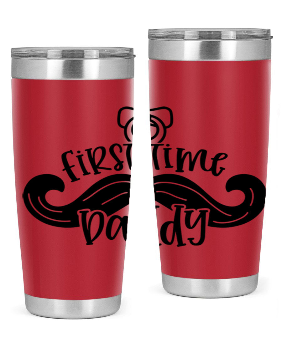 First Time Daddy 51# Tumbler, 20oz double wall vacuum stainless steel with copper lining, featuring a drink-thru lid.