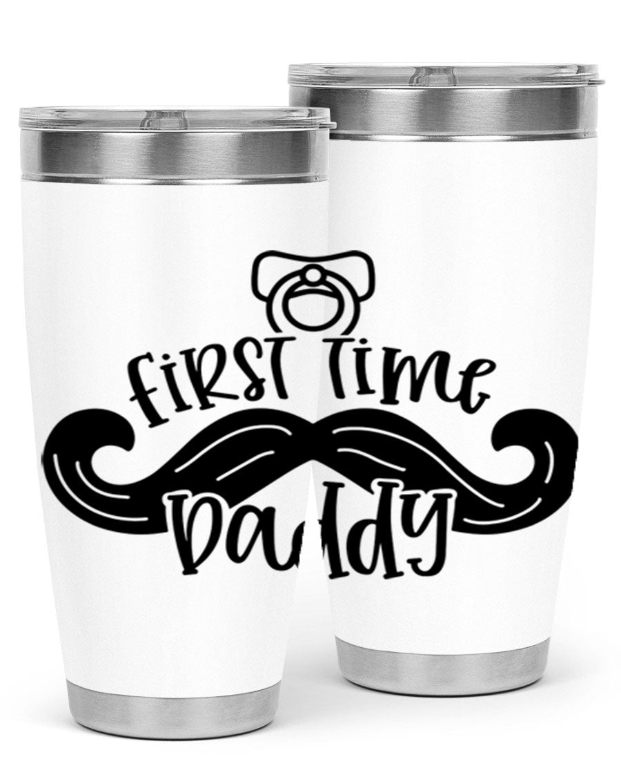 First Time Daddy 51# Tumbler, 20oz double wall vacuum stainless steel with copper lining, featuring a drink-thru lid.