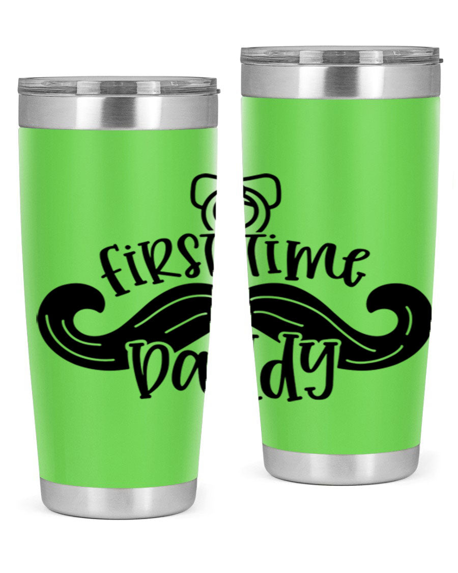 First Time Daddy 51# Tumbler, 20oz double wall vacuum stainless steel with copper lining, featuring a drink-thru lid.