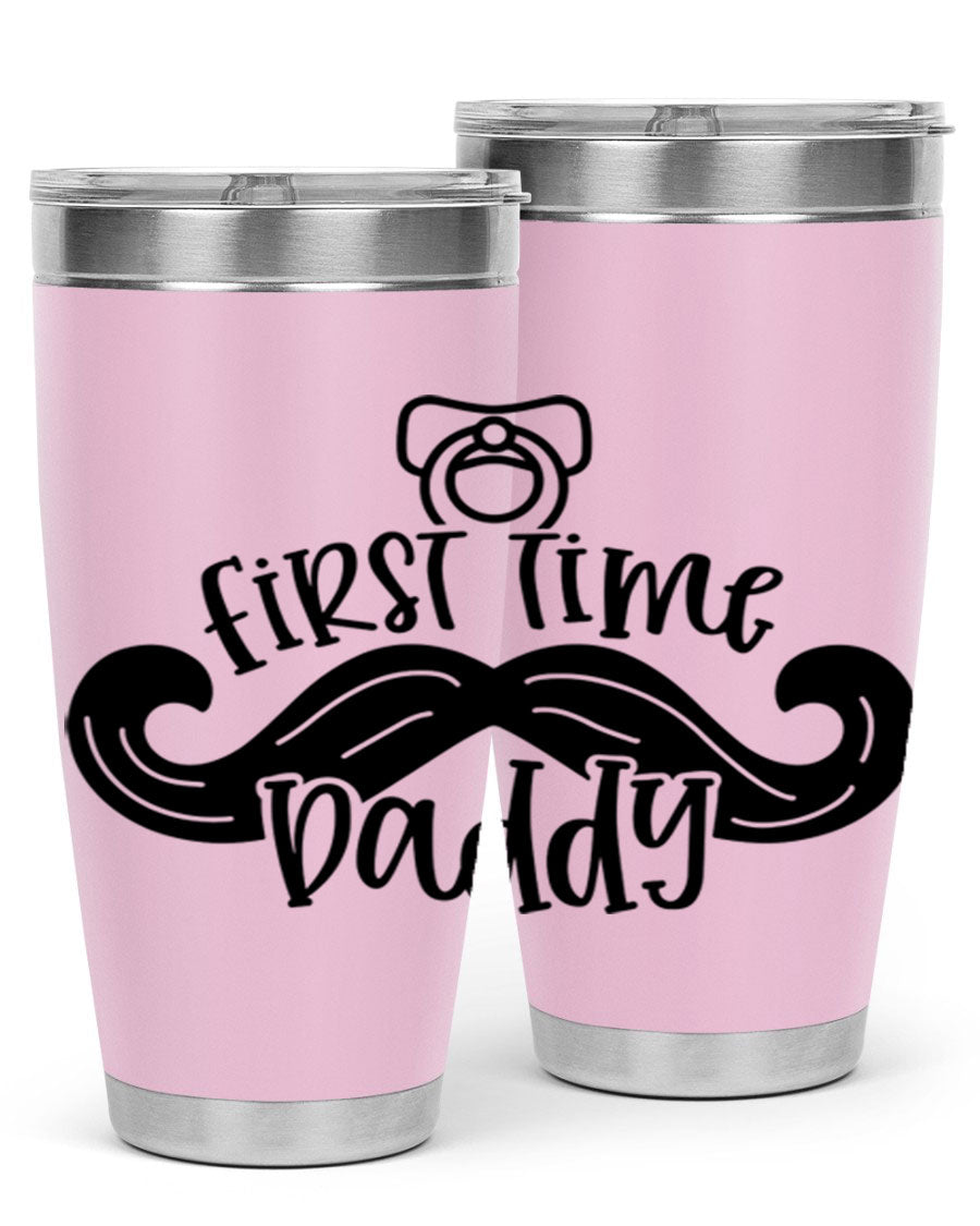 First Time Daddy 51# Tumbler, 20oz double wall vacuum stainless steel with copper lining, featuring a drink-thru lid.