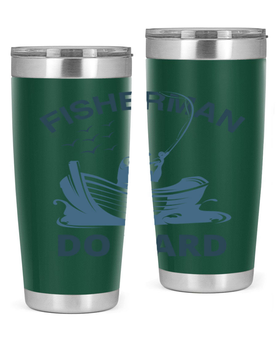 Fisher Man Do Hard 155# Tumbler, a durable 20oz stainless steel tumbler with double wall vacuum insulation and a drink-thru lid, perfect for outdoor use.
