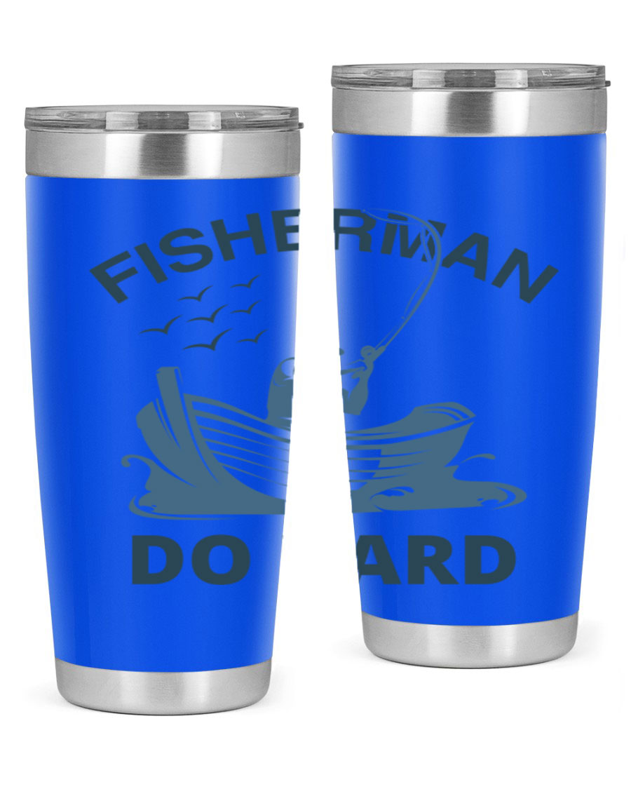 Fisher Man Do Hard 155# Tumbler, a durable 20oz stainless steel tumbler with double wall vacuum insulation and a drink-thru lid, perfect for outdoor use.