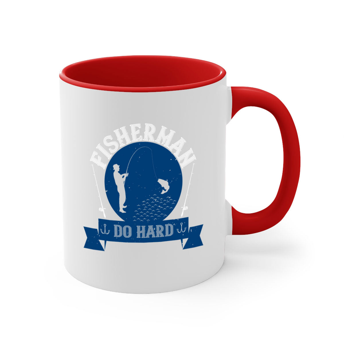 Fisherman Do Hard 276# Mug with colorful handle and glossy finish, perfect for coffee or tea.