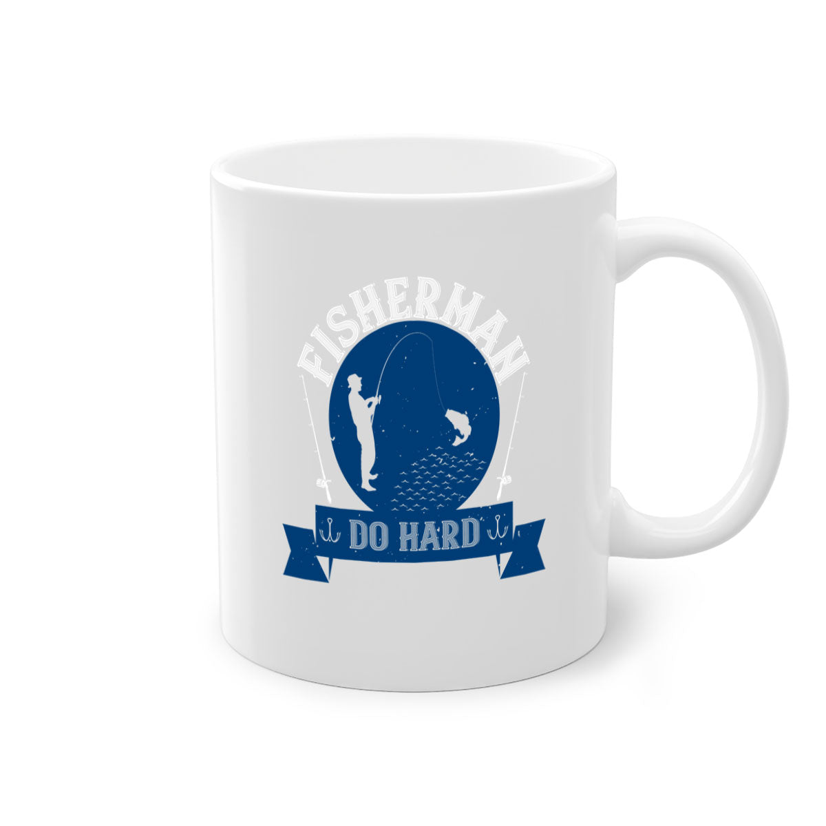 Fisherman Do Hard 276# Mug with colorful handle and glossy finish, perfect for coffee or tea.