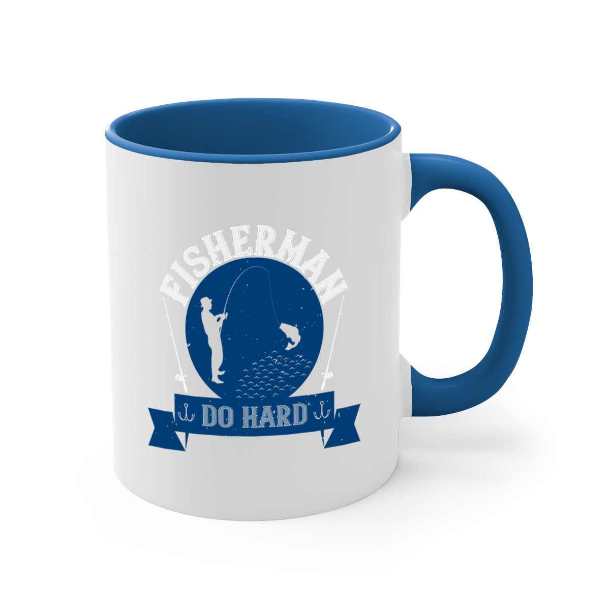 Fisherman Do Hard 276# Mug with colorful handle and glossy finish, perfect for coffee or tea.