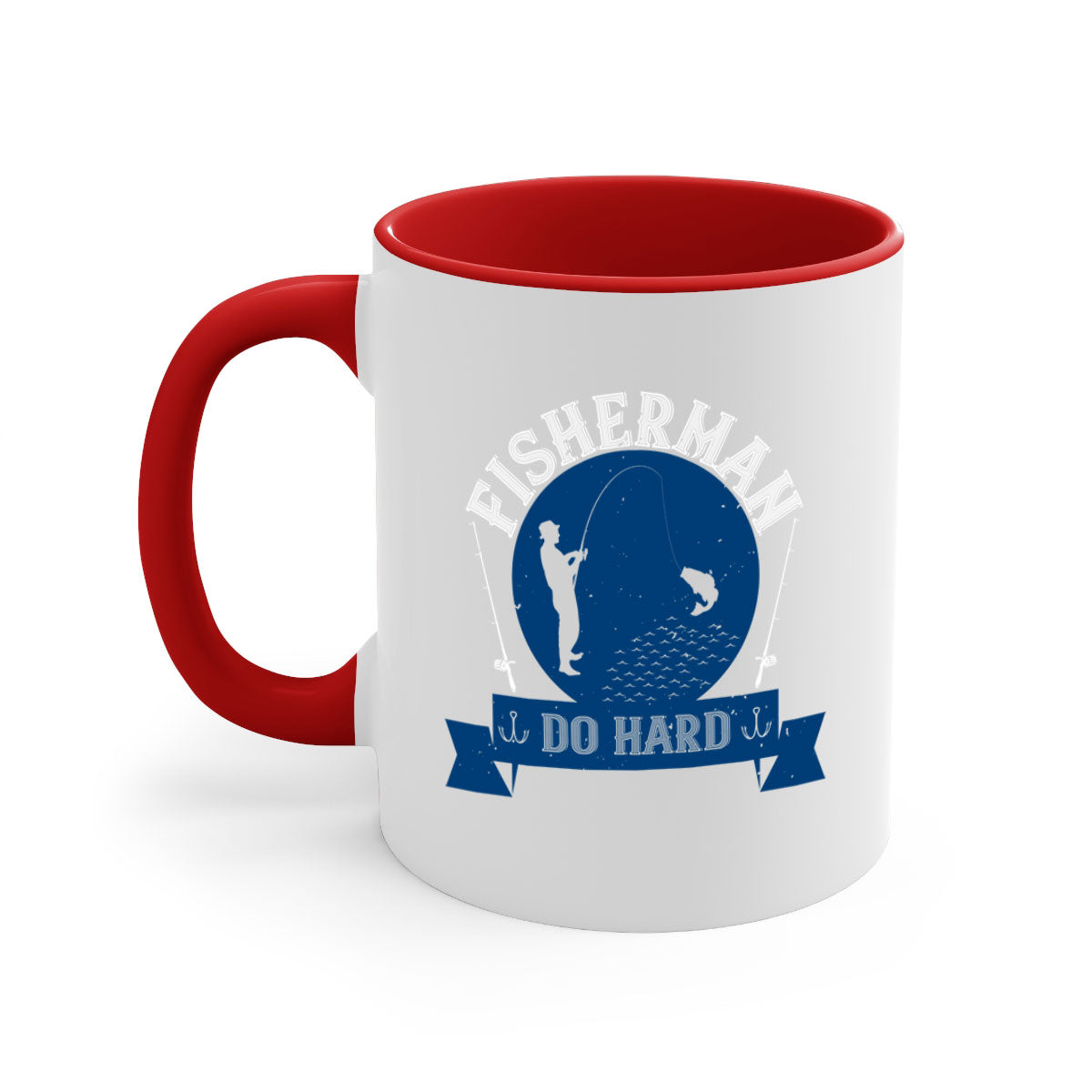 Fisherman Do Hard 276# Mug with colorful handle and glossy finish, perfect for coffee or tea.