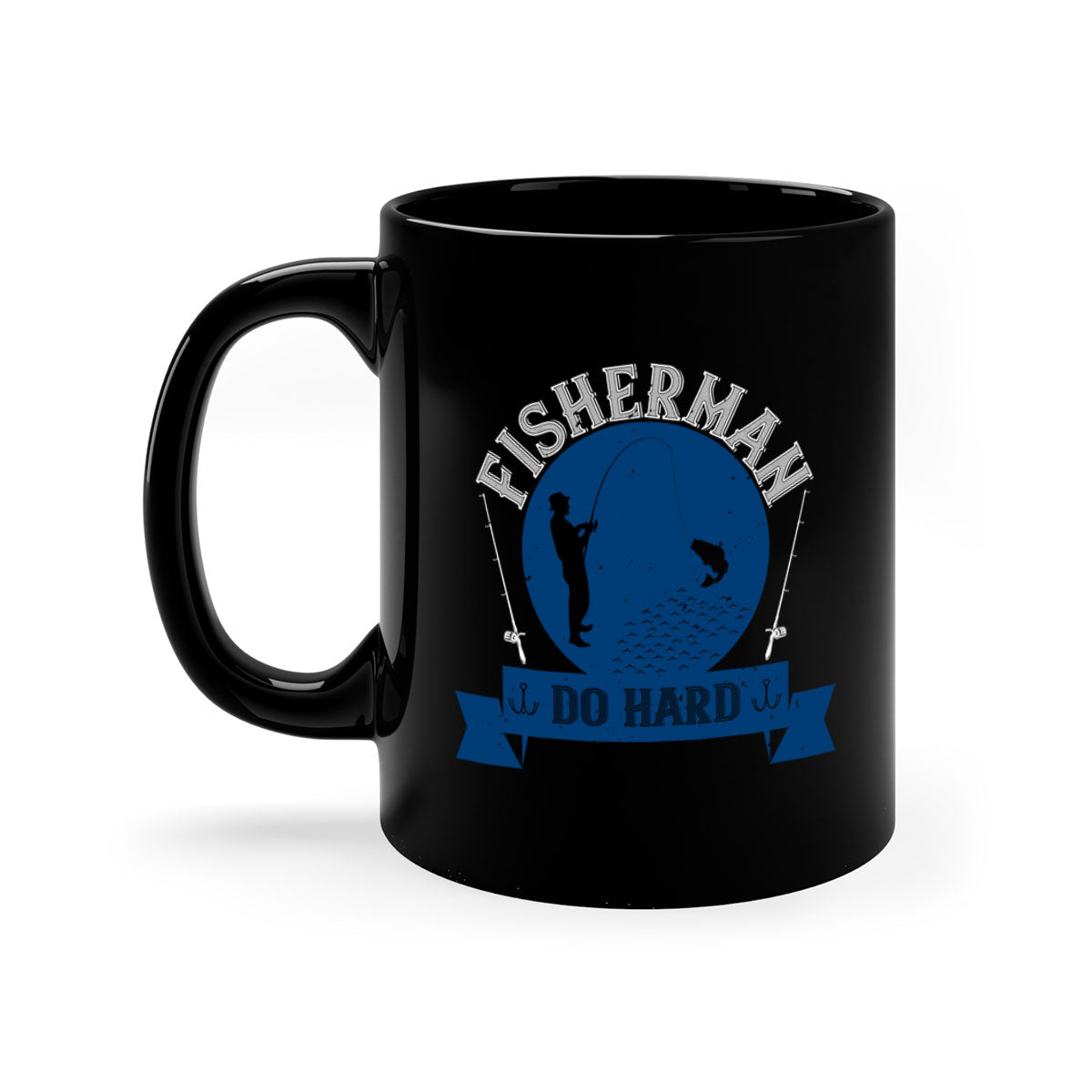 Fisherman Do Hard 276# Mug with colorful handle and glossy finish, perfect for coffee or tea.