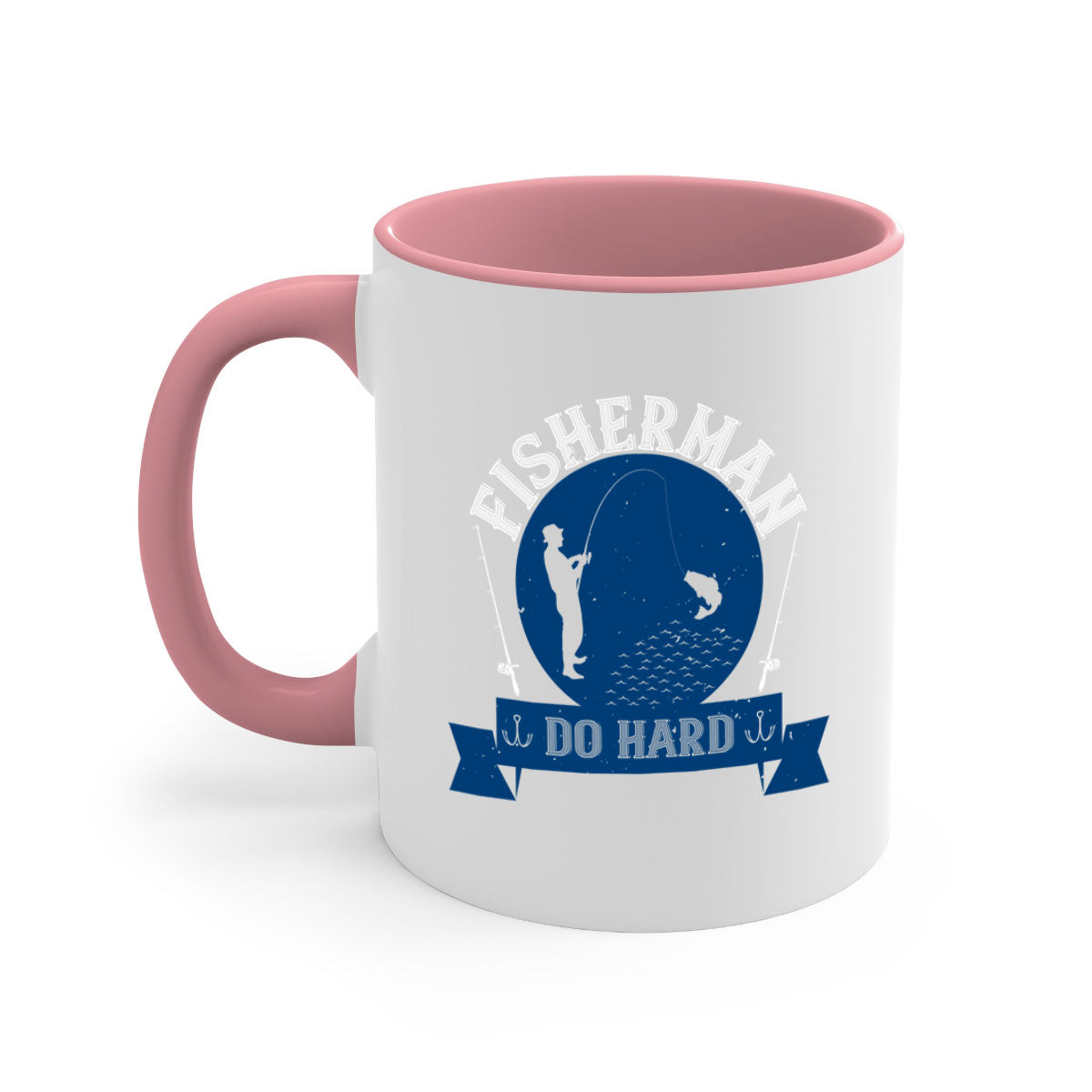 Fisherman Do Hard 276# Mug with colorful handle and glossy finish, perfect for coffee or tea.