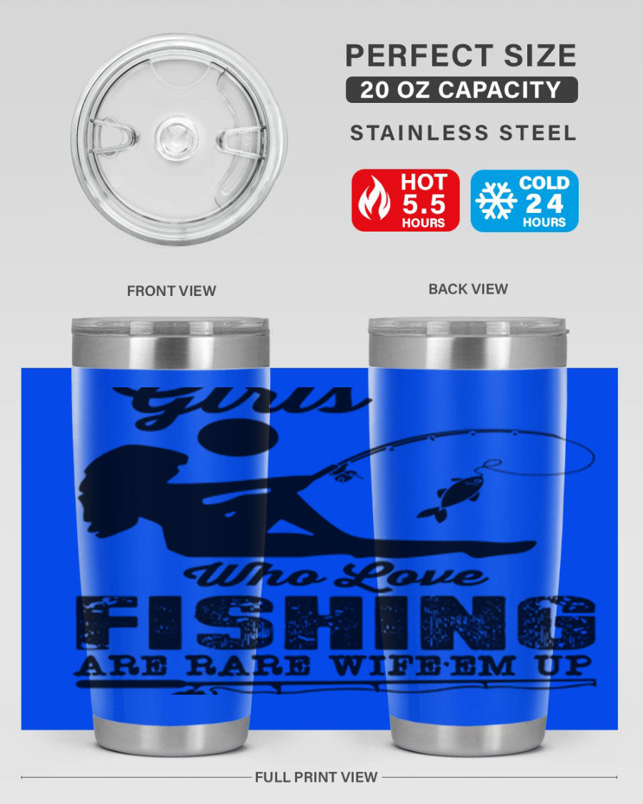 Fishing Design 166# Mermaid Tumbler showcasing a vibrant mermaid design, made of stainless steel with double wall vacuum insulation.