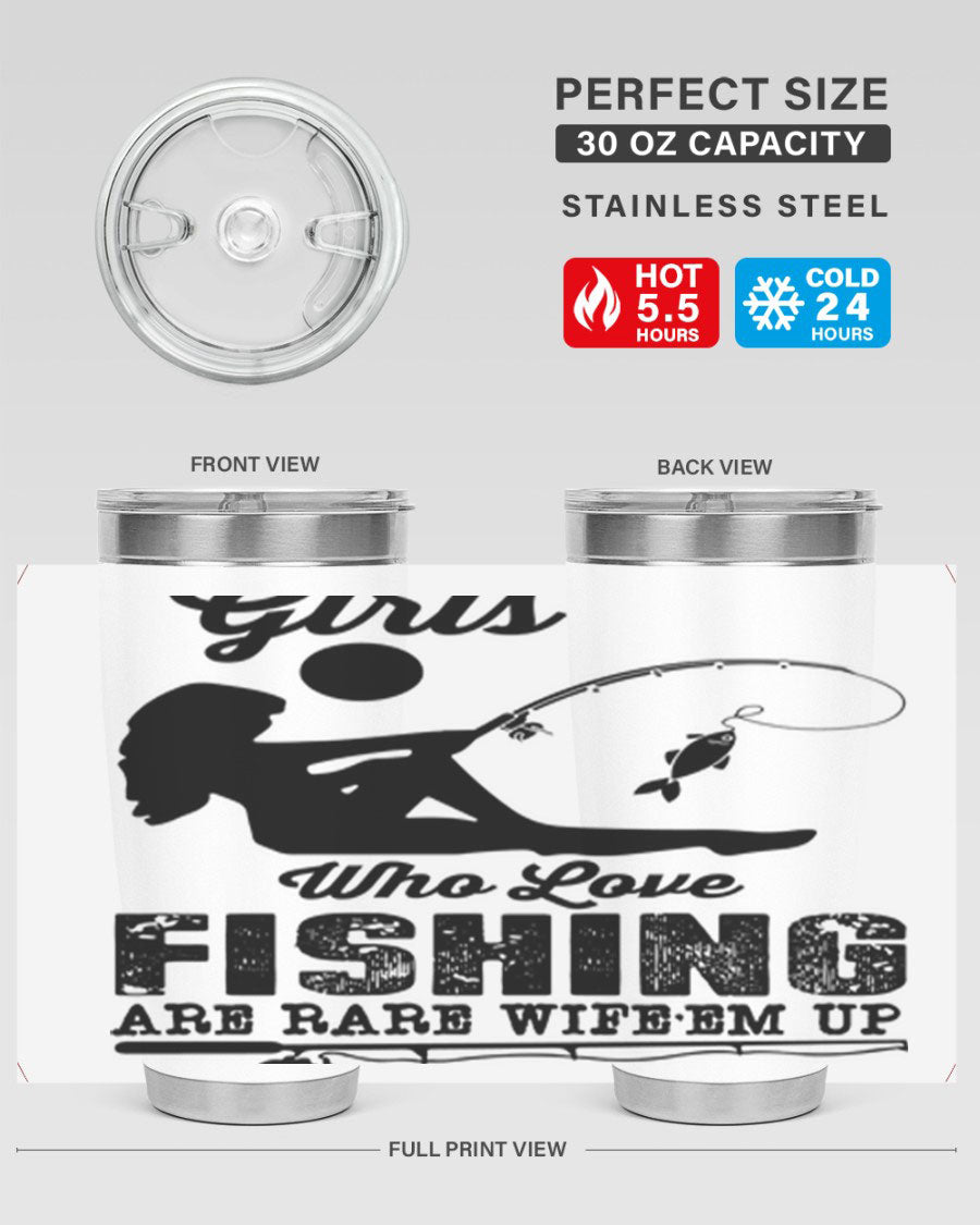 Fishing Design 166# Mermaid Tumbler showcasing a vibrant mermaid design, made of stainless steel with double wall vacuum insulation.