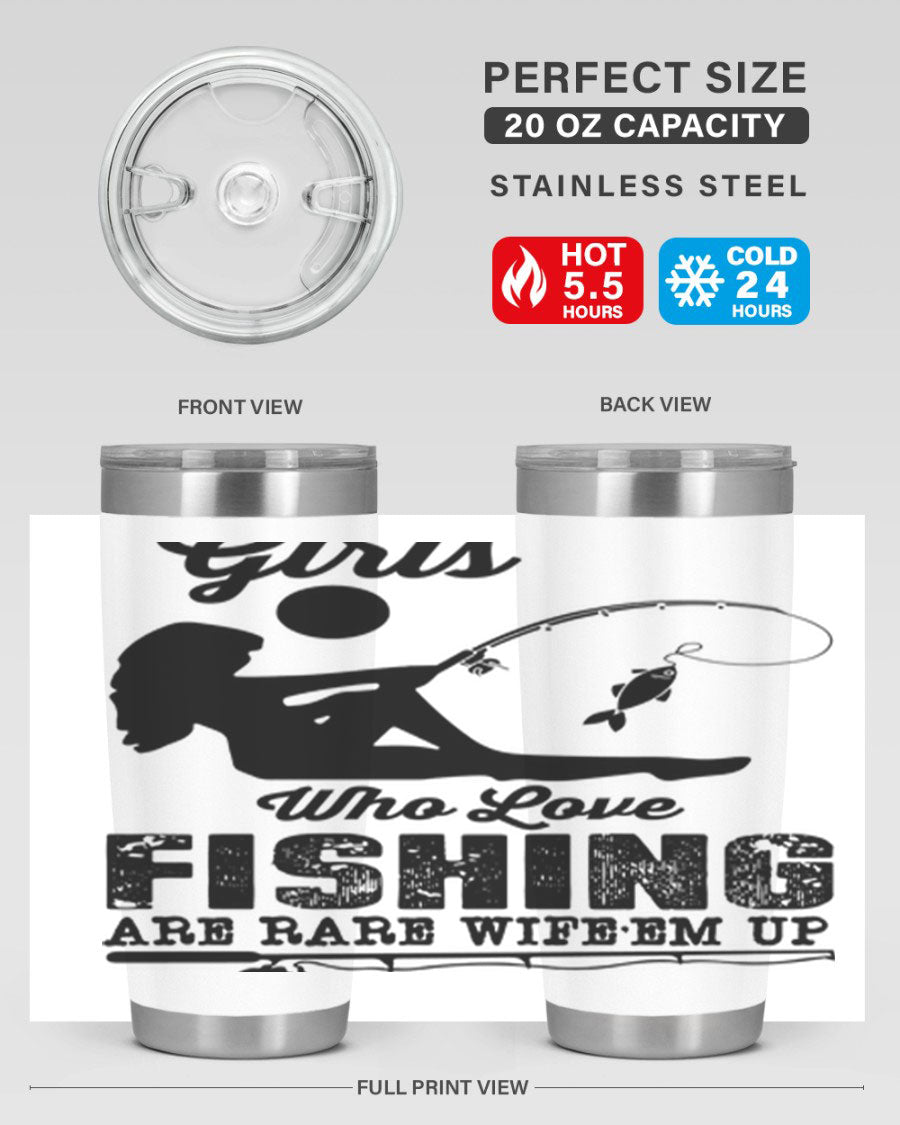 Fishing Design 166# Mermaid Tumbler showcasing a vibrant mermaid design, made of stainless steel with double wall vacuum insulation.