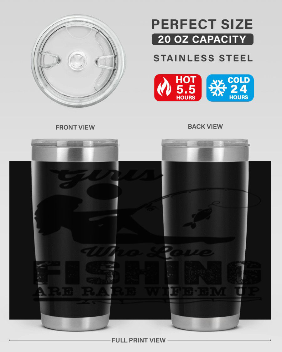 Fishing Design 166# Mermaid Tumbler showcasing a vibrant mermaid design, made of stainless steel with double wall vacuum insulation.