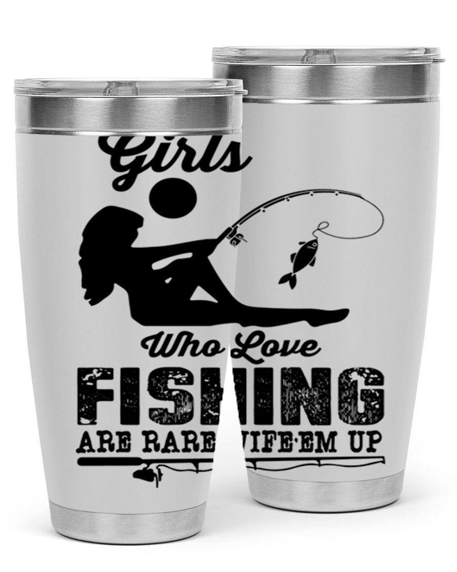 Fishing Design 166# Mermaid Tumbler showcasing a vibrant mermaid design, made of stainless steel with double wall vacuum insulation.