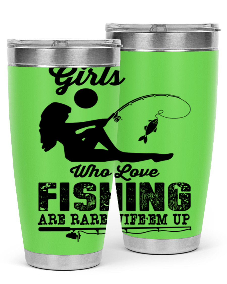 Fishing Design 166# Mermaid Tumbler showcasing a vibrant mermaid design, made of stainless steel with double wall vacuum insulation.