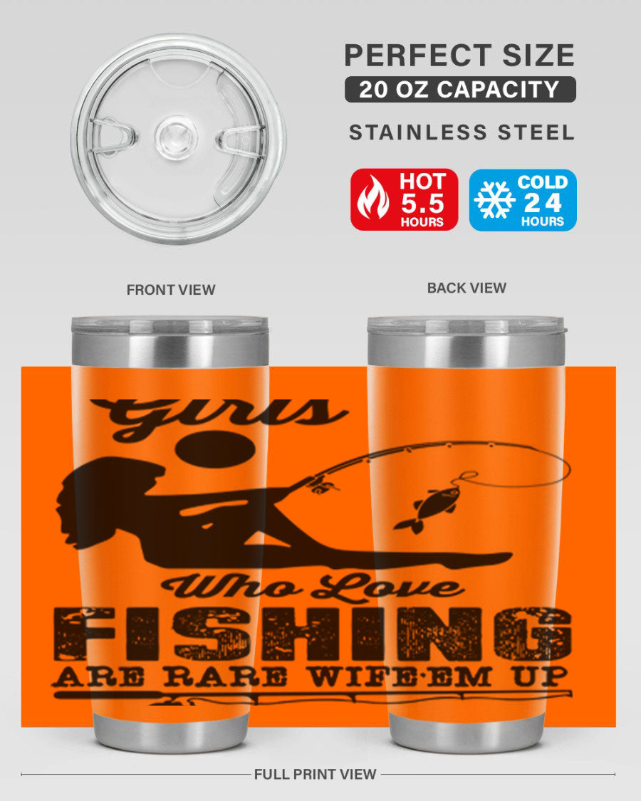 Fishing Design 166# Mermaid Tumbler showcasing a vibrant mermaid design, made of stainless steel with double wall vacuum insulation.