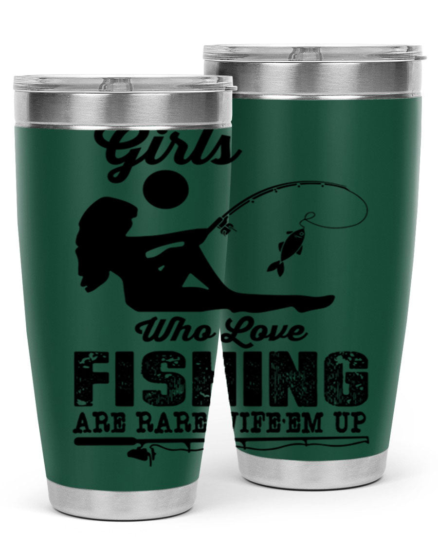 Fishing Design 166# Mermaid Tumbler showcasing a vibrant mermaid design, made of stainless steel with double wall vacuum insulation.