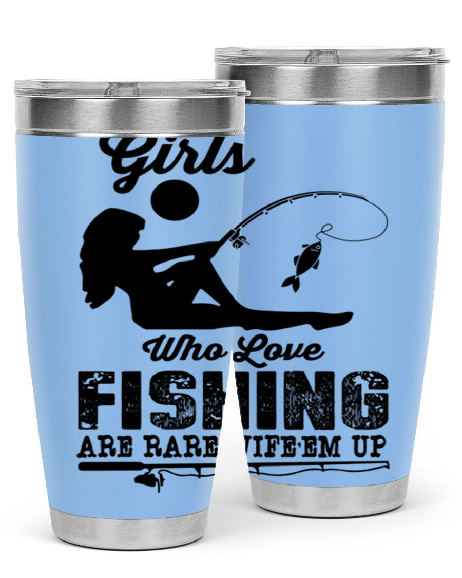 Fishing Design 166# Mermaid Tumbler showcasing a vibrant mermaid design, made of stainless steel with double wall vacuum insulation.