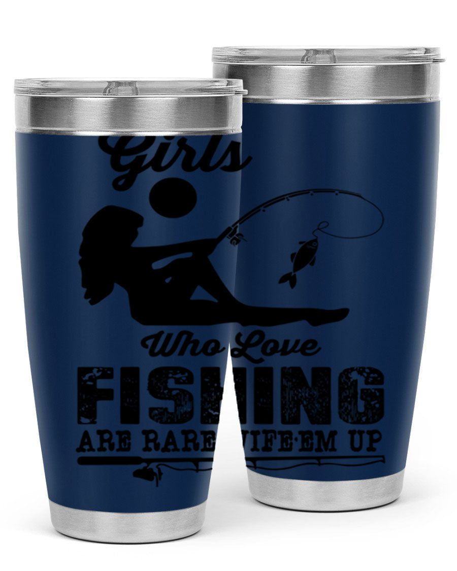 Fishing Design 166# Mermaid Tumbler showcasing a vibrant mermaid design, made of stainless steel with double wall vacuum insulation.
