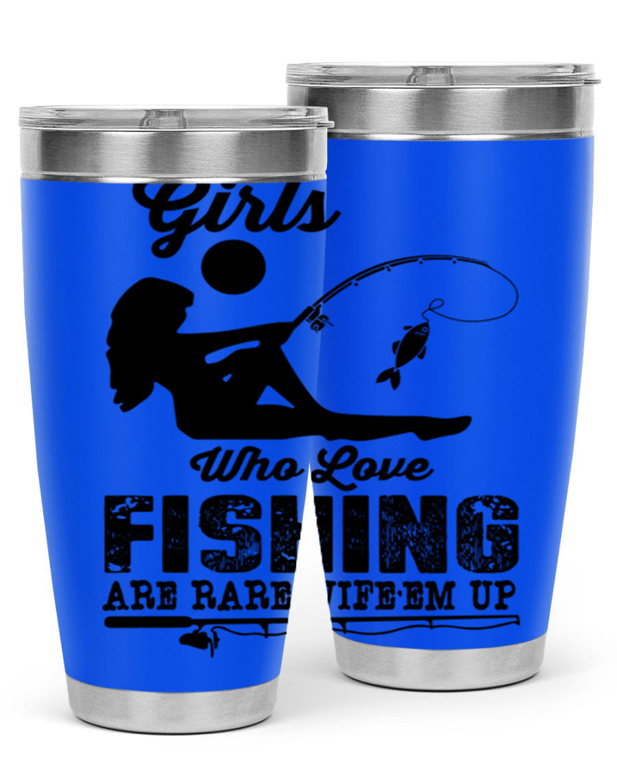 Fishing Design 166# Mermaid Tumbler showcasing a vibrant mermaid design, made of stainless steel with double wall vacuum insulation.