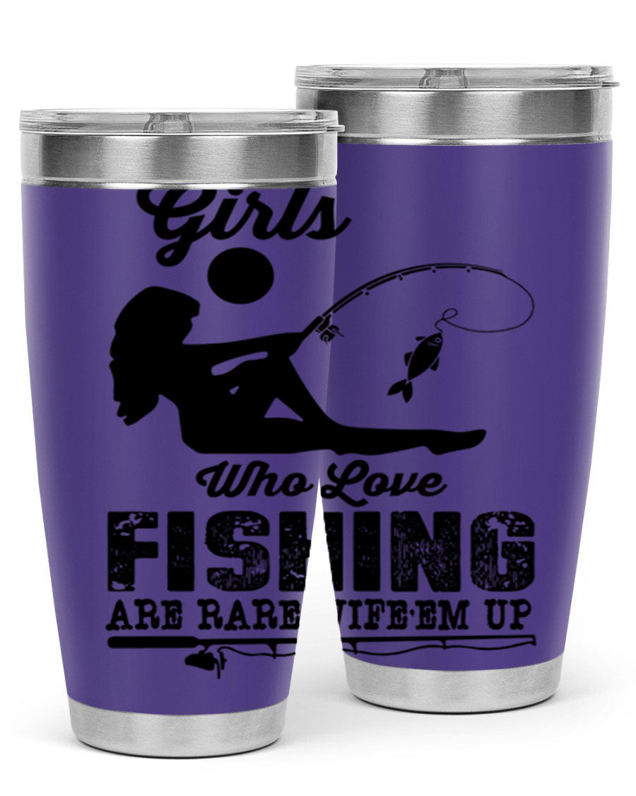 Fishing Design 166# Mermaid Tumbler showcasing a vibrant mermaid design, made of stainless steel with double wall vacuum insulation.