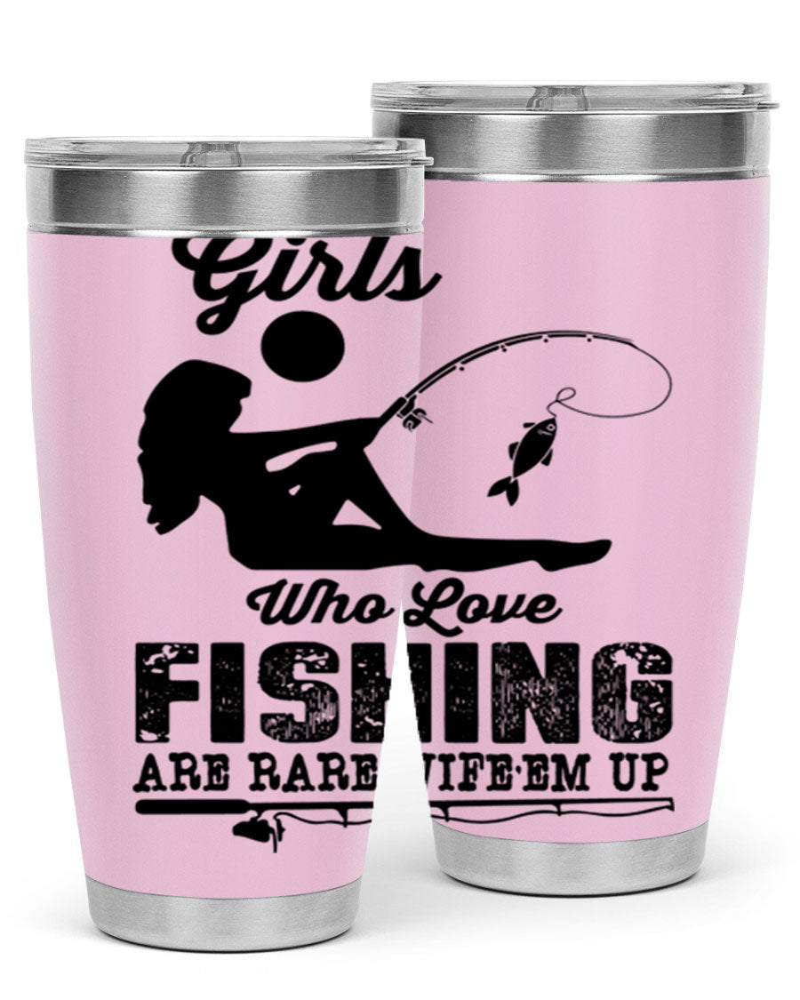 Fishing Design 166# Mermaid Tumbler showcasing a vibrant mermaid design, made of stainless steel with double wall vacuum insulation.
