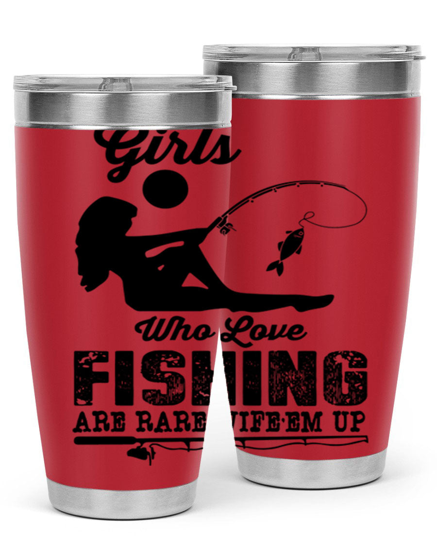 Fishing Design 166# Mermaid Tumbler showcasing a vibrant mermaid design, made of stainless steel with double wall vacuum insulation.