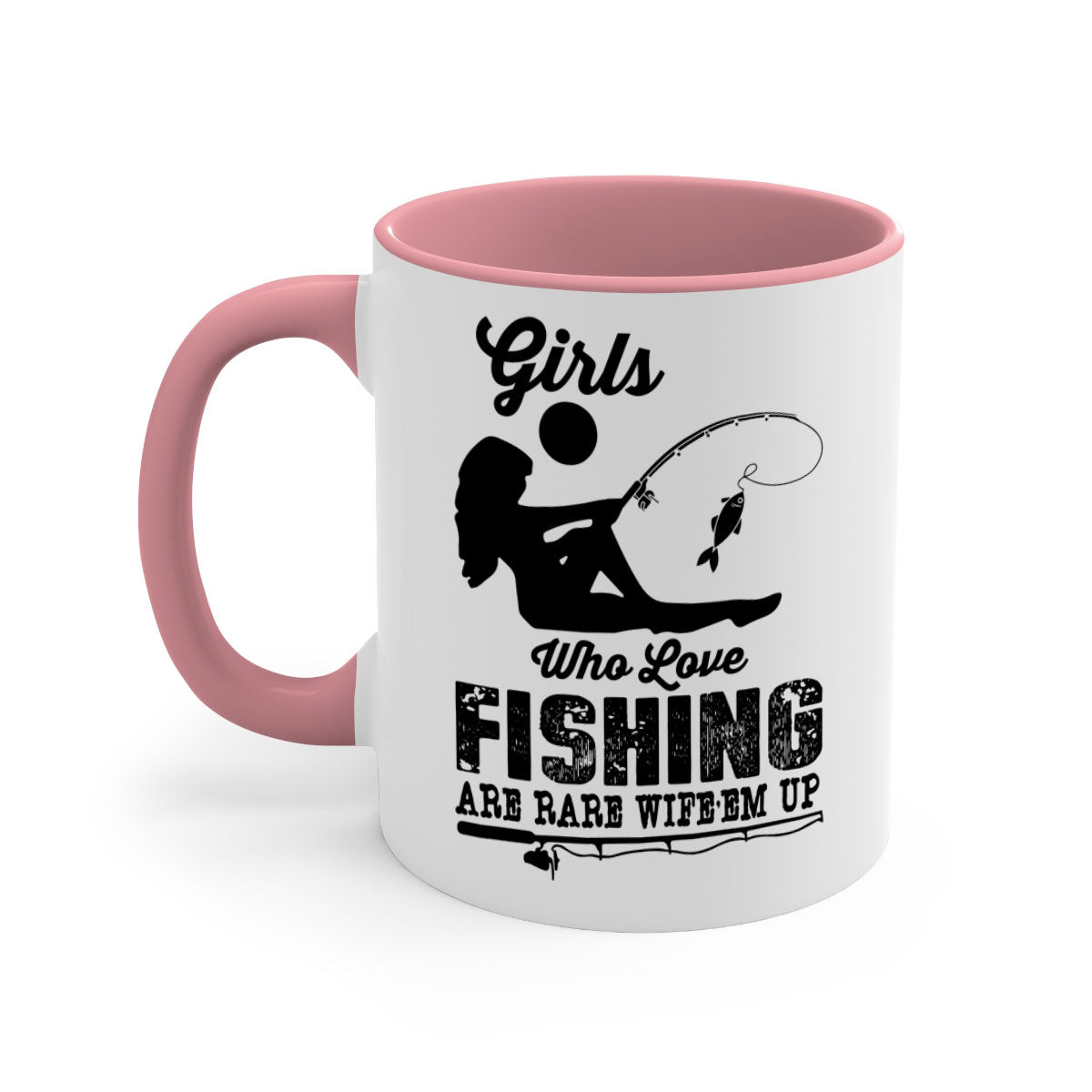 Fishing design 166# Mermaid Mug with colorful handle and glossy finish, available in multiple colors and sizes.