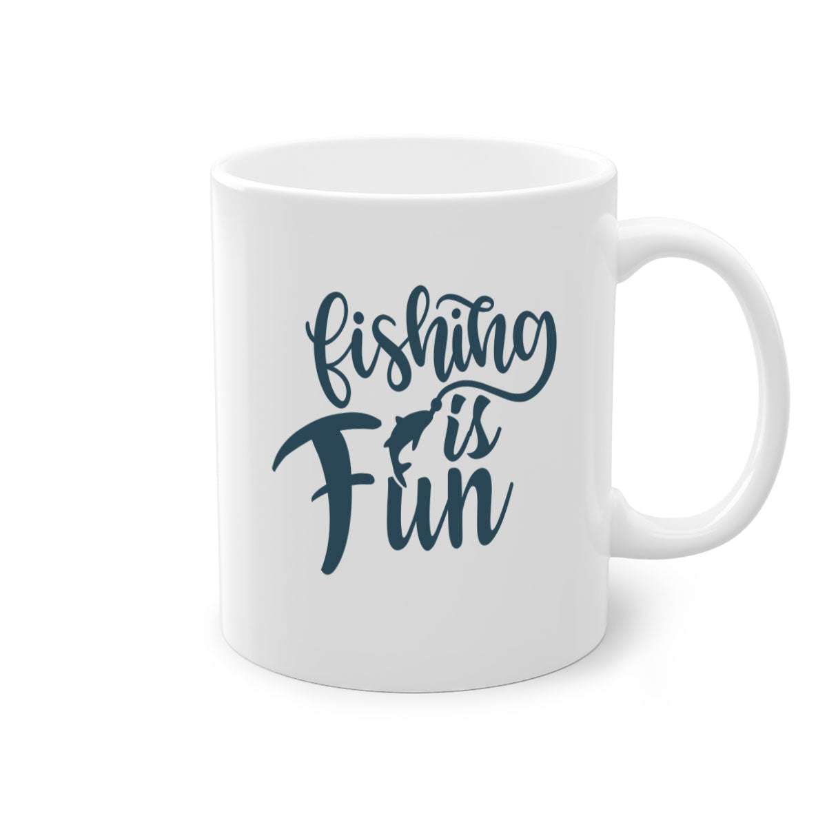 Fishing is Fun 147# Mug with colorful handle and glossy finish, available in multiple colors and sizes.