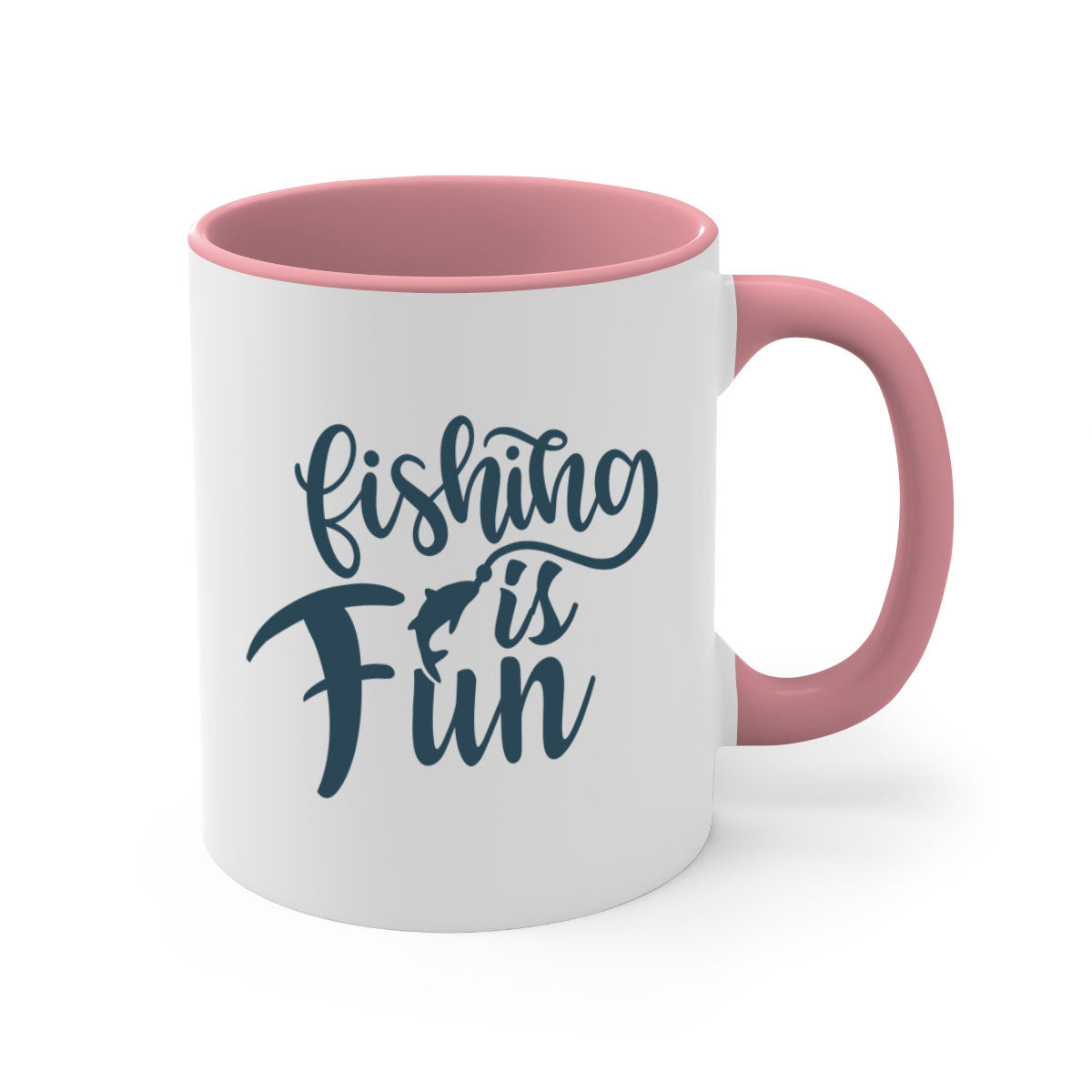 Fishing is Fun 147# Mug with colorful handle and glossy finish, available in multiple colors and sizes.