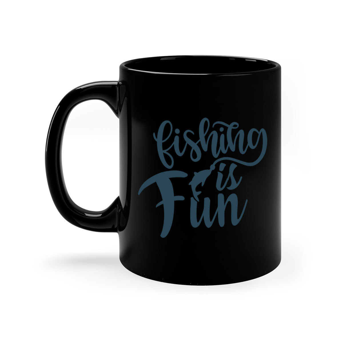 Fishing is Fun 147# Mug with colorful handle and glossy finish, available in multiple colors and sizes.