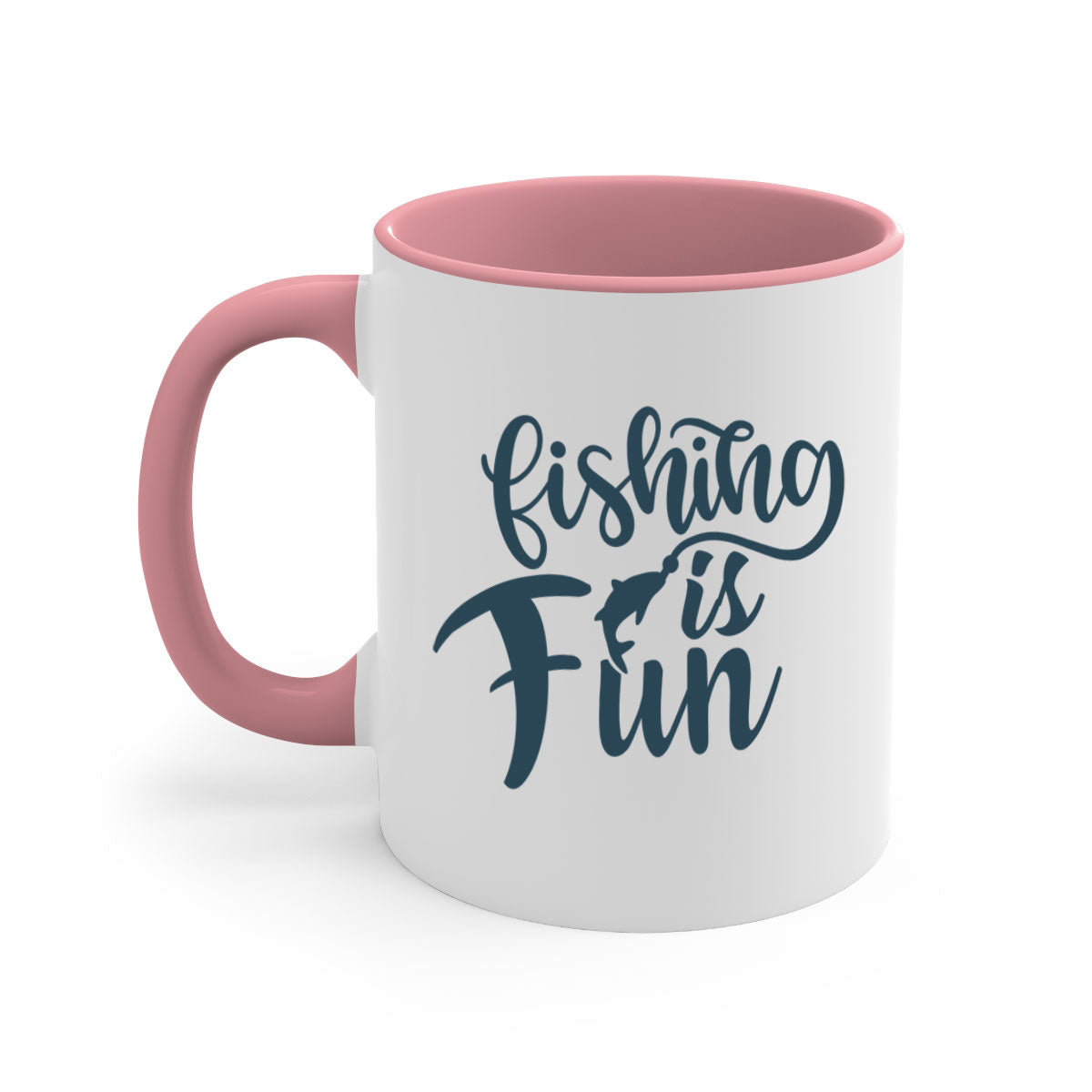 Fishing is Fun 147# Mug with colorful handle and glossy finish, available in multiple colors and sizes.