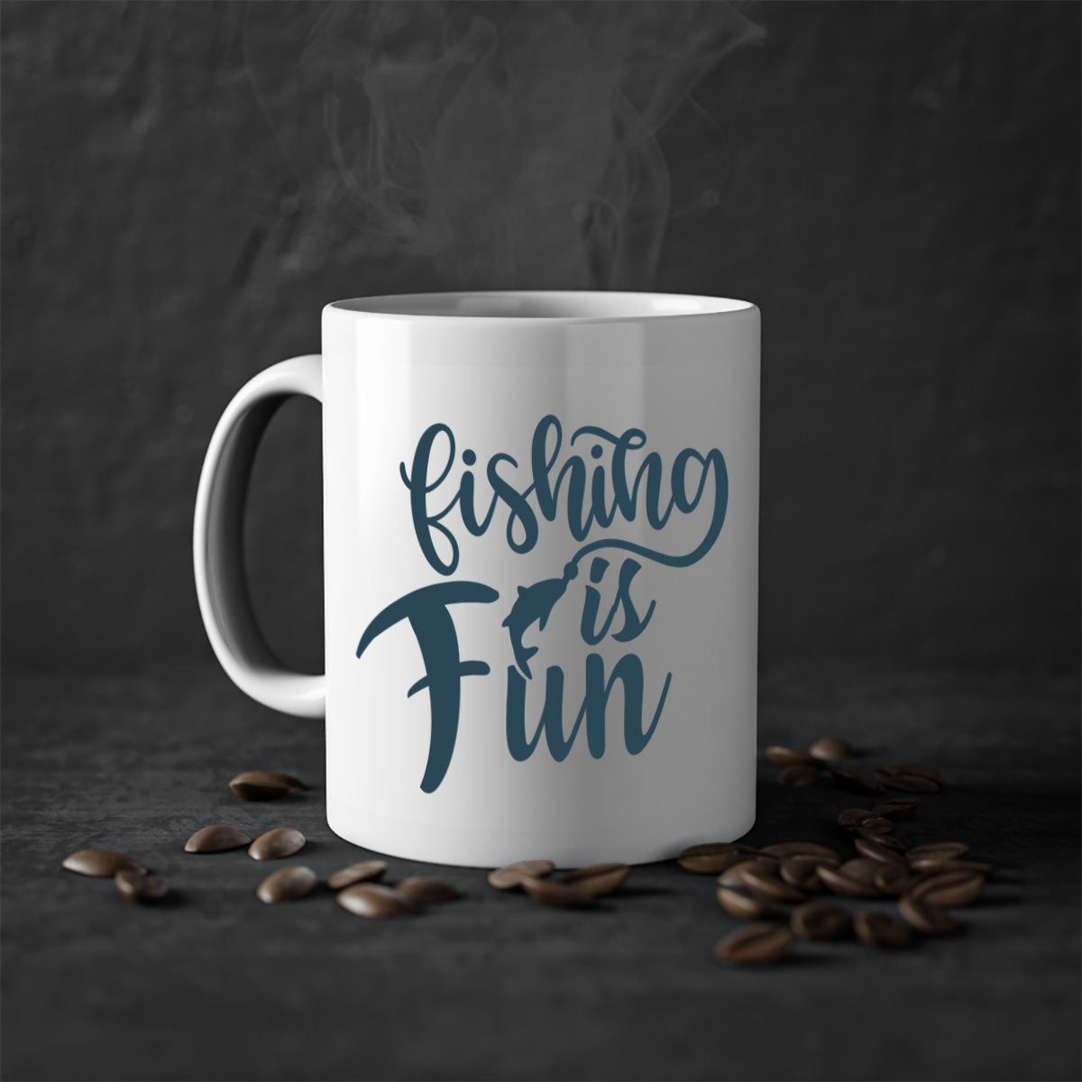 Fishing is Fun 147# Mug with colorful handle and glossy finish, available in multiple colors and sizes.