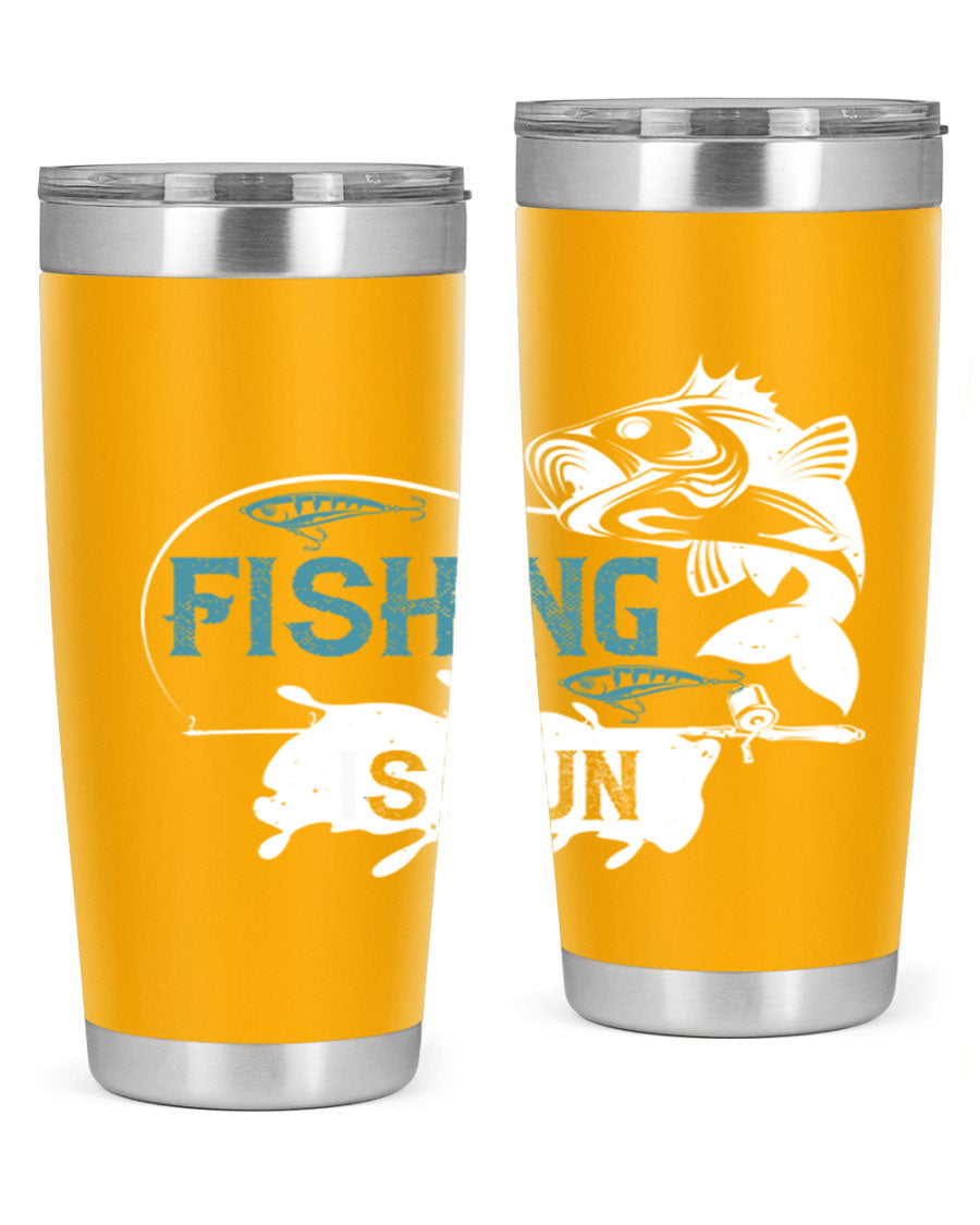 Fishing is Fun 274# Tumbler in stainless steel with vibrant print, perfect for outdoor adventures.