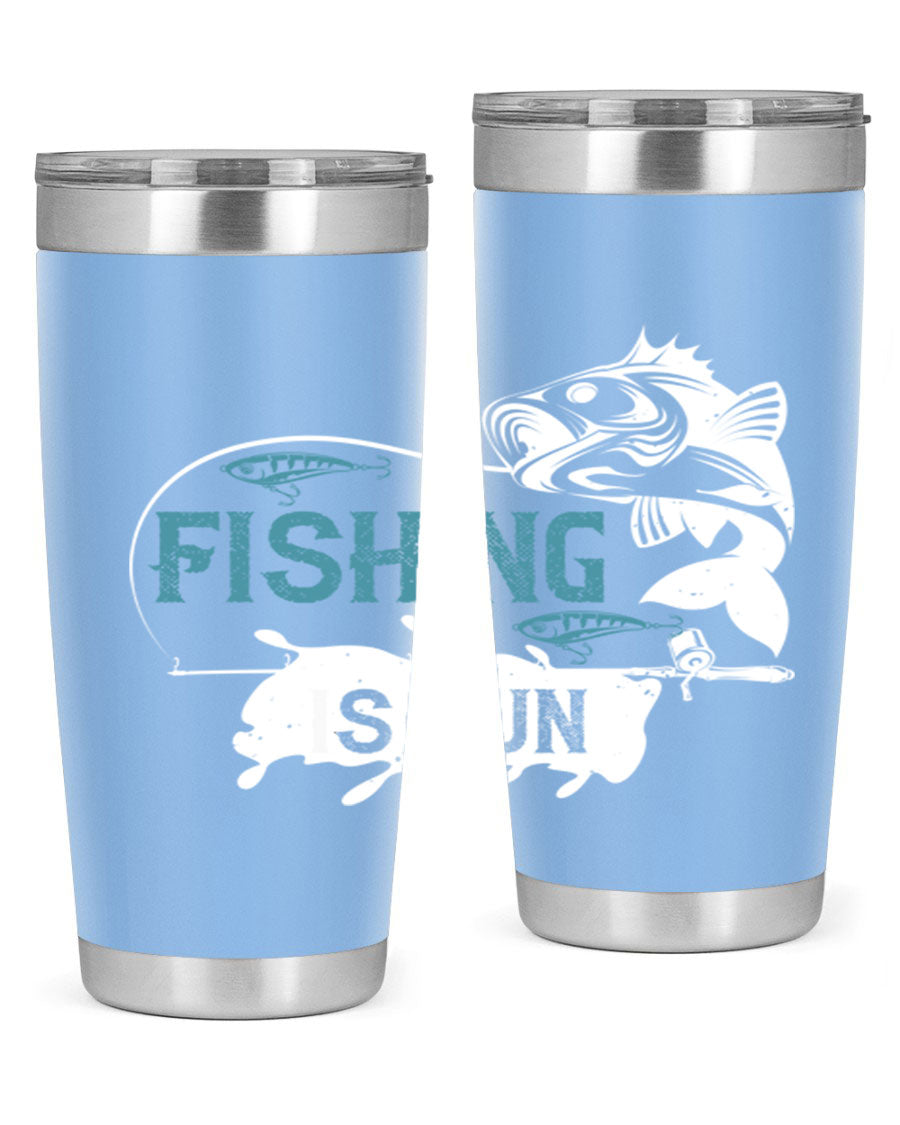 Fishing is Fun 274# Tumbler in stainless steel with vibrant print, perfect for outdoor adventures.