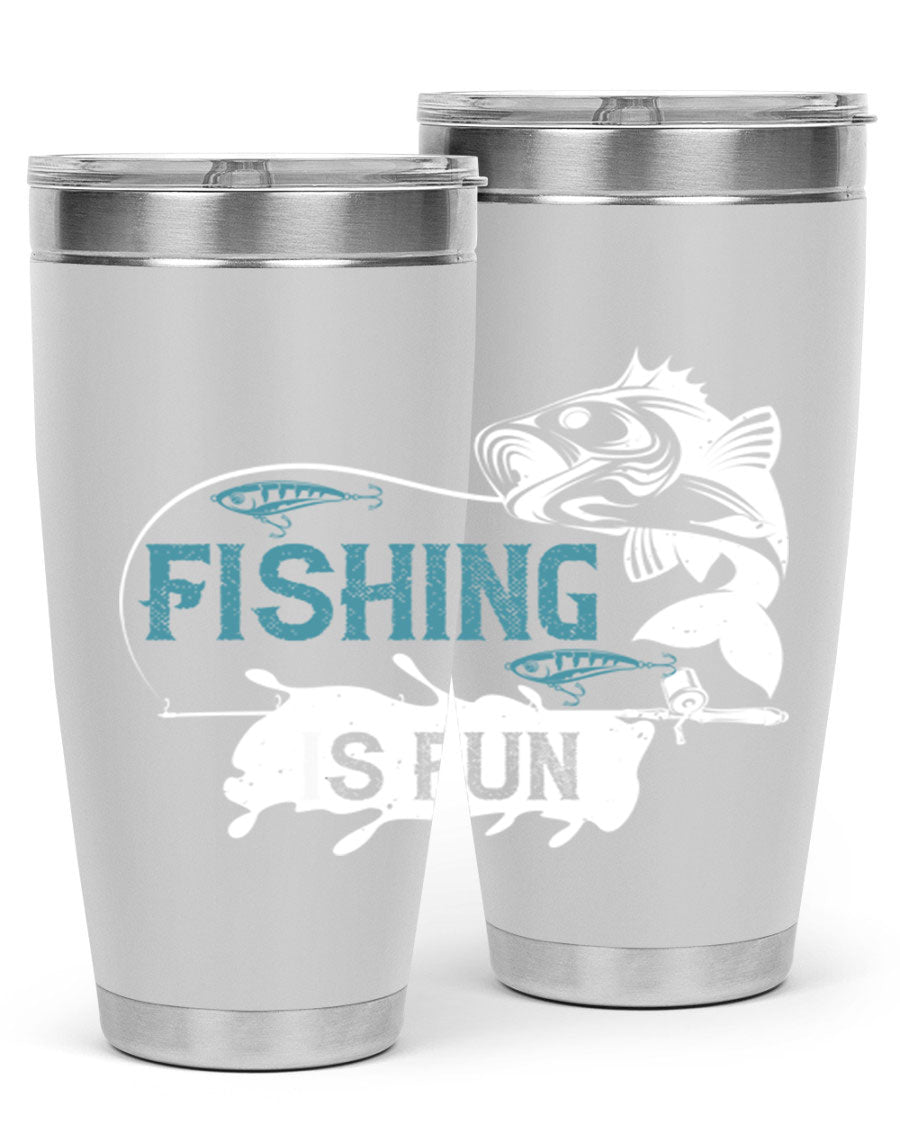 Fishing is Fun 274# Tumbler in stainless steel with vibrant print, perfect for outdoor adventures.
